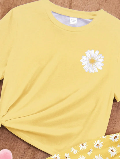 Sunflower Printed Half Sleeve Night Suit (7-14 Years)
