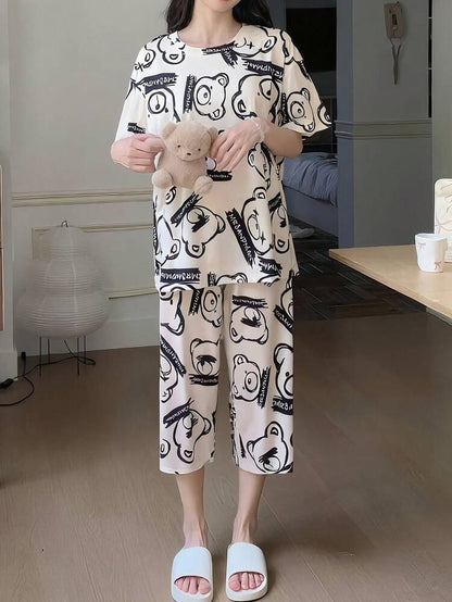 Midnight Teddy Printed Night Suit