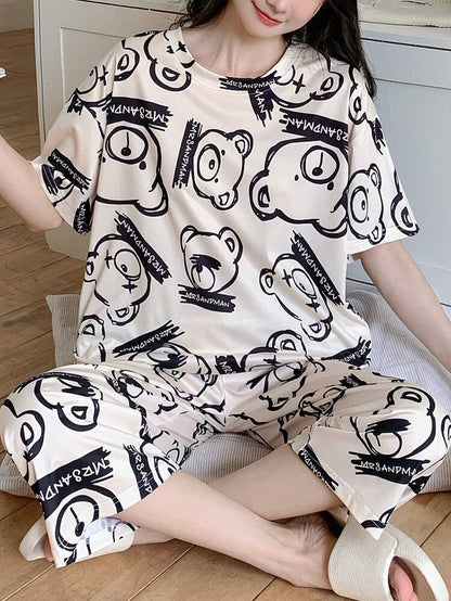 Midnight Teddy Printed Night Suit
