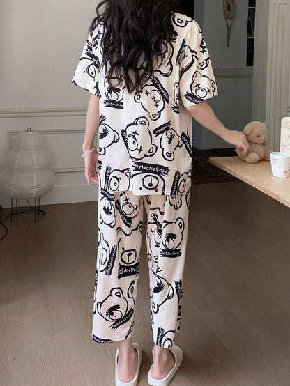 Midnight Teddy Printed Night Suit