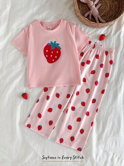 Strawberry Half Sleeve Kids Suit