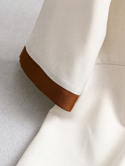 Chocolate Brown Button Style Night Suit