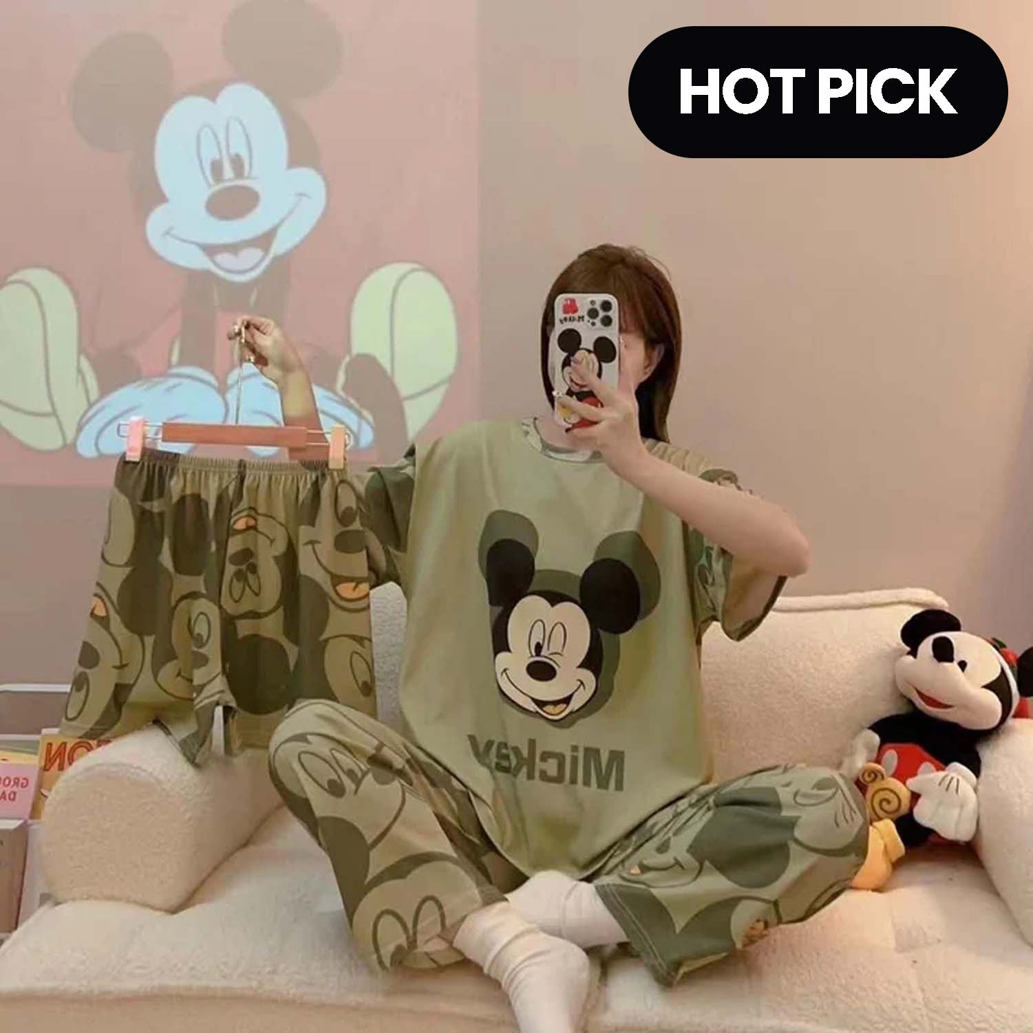 3-Piece Mickey Mouse Fun Print Nightwear