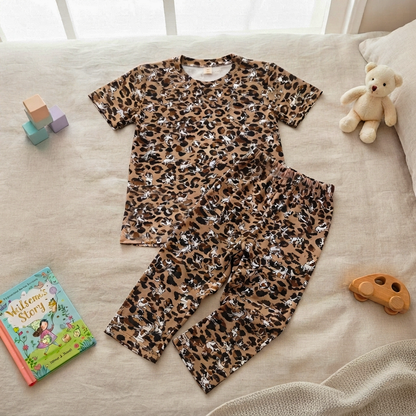 Leopard Animal Half Sleeve Kids Suit