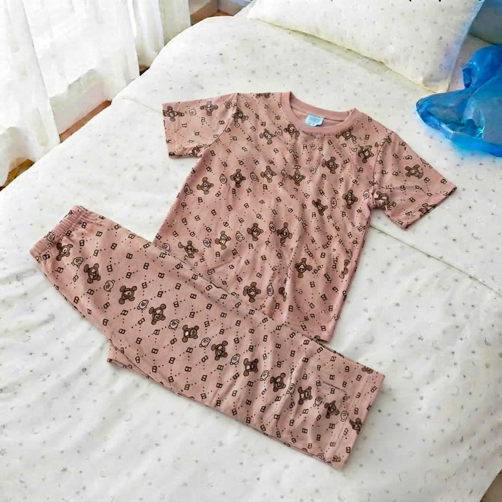 Brown Panda Half Sleeve Kids Suit