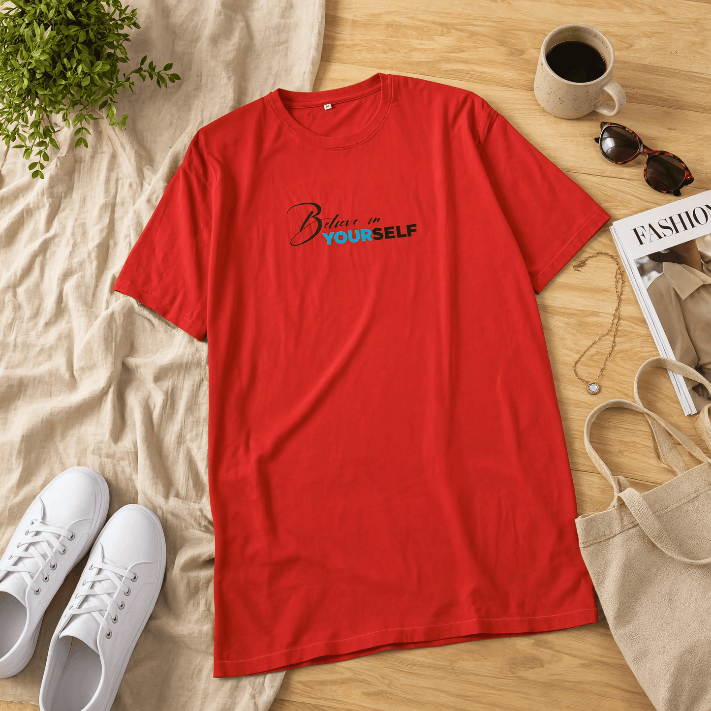 Besties Printed Red Long T Shirt