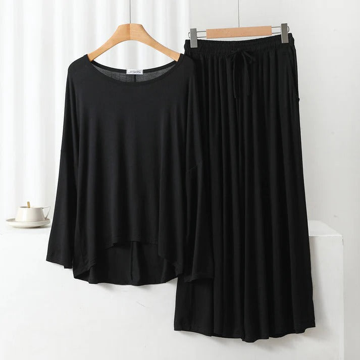 Classic Black Palazzo Sleepwear Set