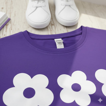 Purple Flower Half Sleeve Kids Suit