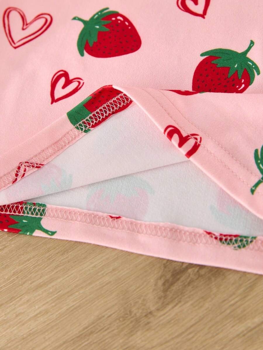 Heart Strawberry Half Sleeve Kids Suit