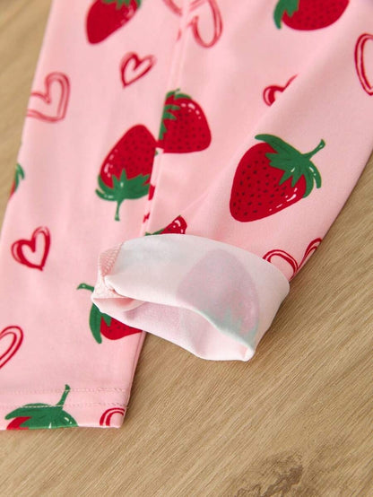 Heart Strawberry Half Sleeve Kids Suit