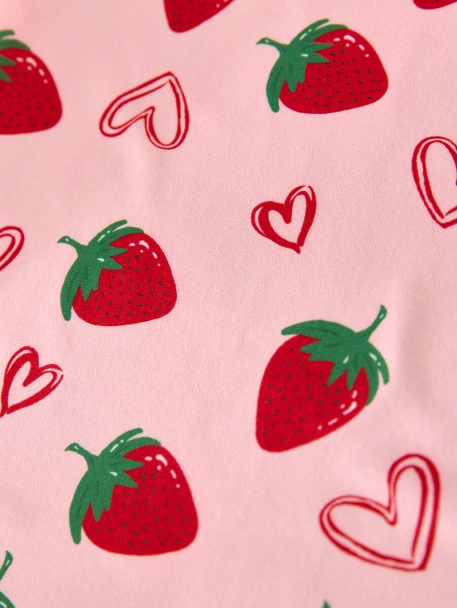 Heart Strawberry Half Sleeve Kids Suit