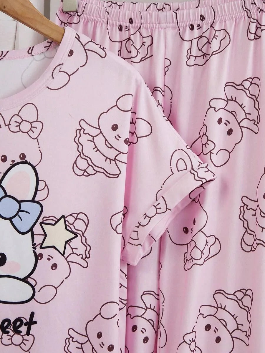 Sweet Bear Half Sleeve Printed Night Suit (7-14 Years)