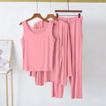 3-Piece Baby Pink Plain Luxury Nightwear Set