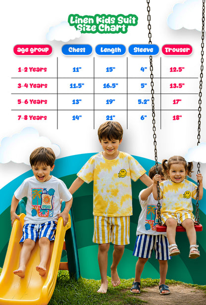Green Patels Kids Linen Half Sleeve Tee & Shorts Set